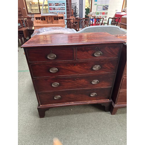 636 - Three straight front chest of drawers, all with fading and wear.  see images