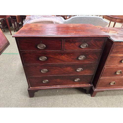 636 - Three straight front chest of drawers, all with fading and wear.  see images