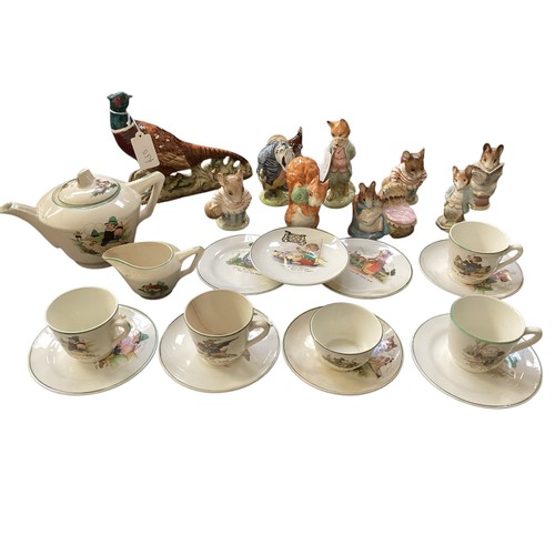 430 - A quantity of Beatrix Potter animal figures , with stamps to base, see all photos, and a Beswick phe... 