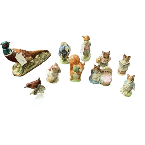 430 - A quantity of Beatrix Potter animal figures , with stamps to base, see all photos, and a Beswick phe... 