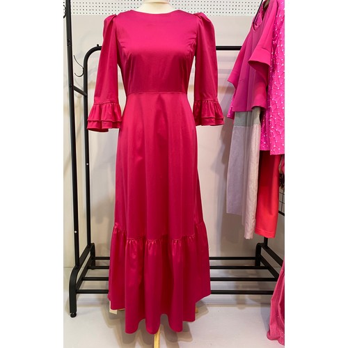 206 - Pink! ASPIGA cotton long dress new, three further dresses, pink jacket with white star pattern, two ... 