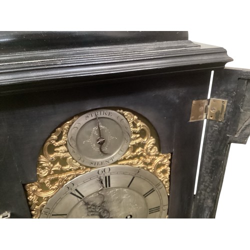 403 - George III ebonised bracket clock by Thomas Wagstaff, London, 1756-1793. The double fusee movement s... 