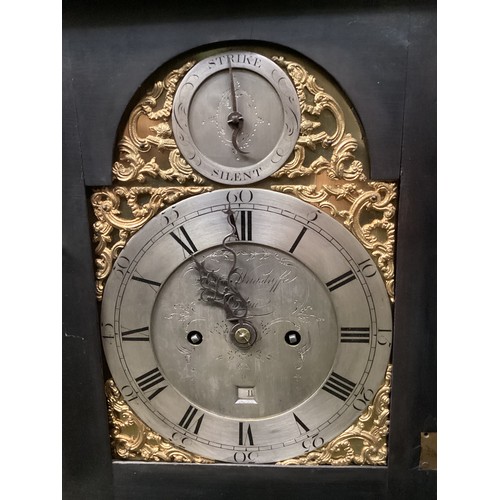 403 - George III ebonised bracket clock by Thomas Wagstaff, London, 1756-1793. The double fusee movement s... 