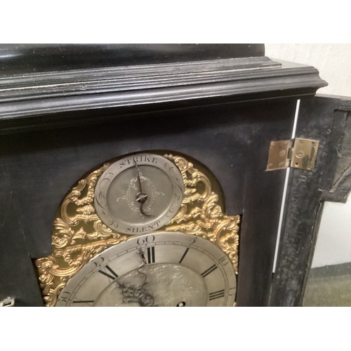 403 - George III ebonised bracket clock by Thomas Wagstaff, London, 1756-1793. The double fusee movement s... 