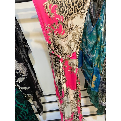 212 - Quantity of dresses (5) including sequins and 2 tops - animal prints and other patterns including ba... 