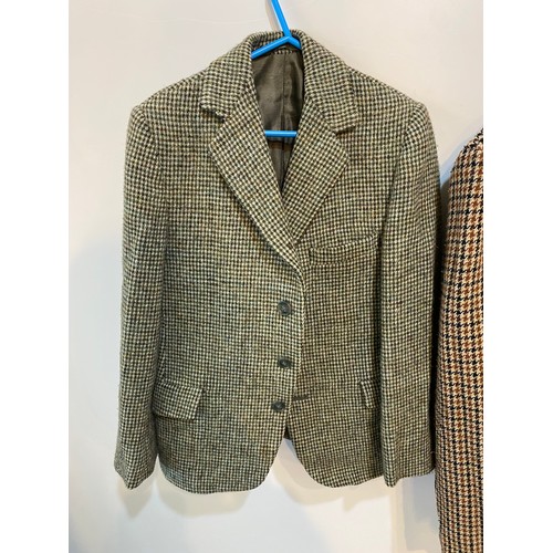 215 - Three children's wool coats/jackets. Green Harris Tweed coat with velvet collar, (40cm armpit to arm... 