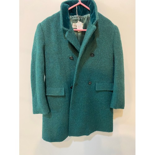 215 - Three children's wool coats/jackets. Green Harris Tweed coat with velvet collar, (40cm armpit to arm... 