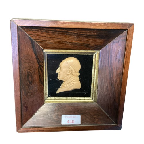 440 - A collection of framed and glazed miniature wax portraits.