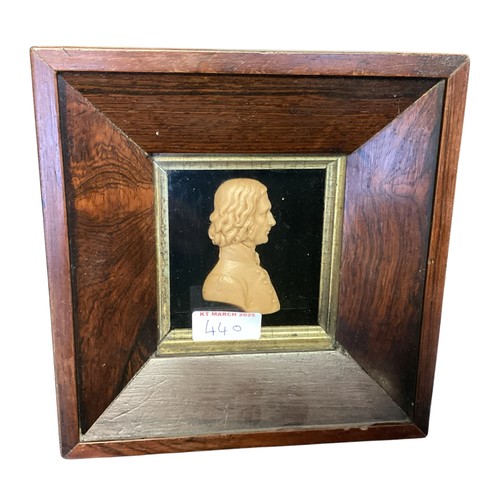 440 - A collection of framed and glazed miniature wax portraits.