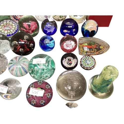 435 - A large collection of glass paperweights, including Caithness,  Perthshire, etc.