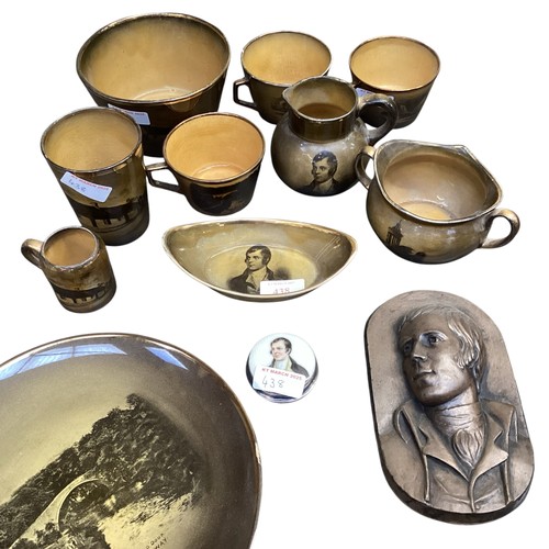 438 - A quantity of Robert Burns related items, including a book, Ridgway Pottery items, etc.