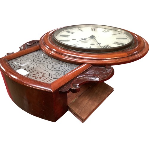 446 - A quantity of antique clocks, to include a Victorian American style mahogany case wall clock with et... 