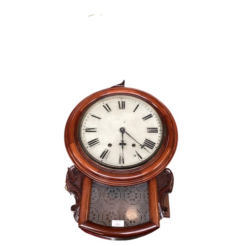 446 - A quantity of antique clocks, to include a Victorian American style mahogany case wall clock with et... 