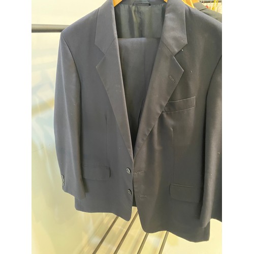 221 - Five tailored suits; dark grey pinstripes Brooks Brothers (marks on trousers), dark grey kwun kee ta... 