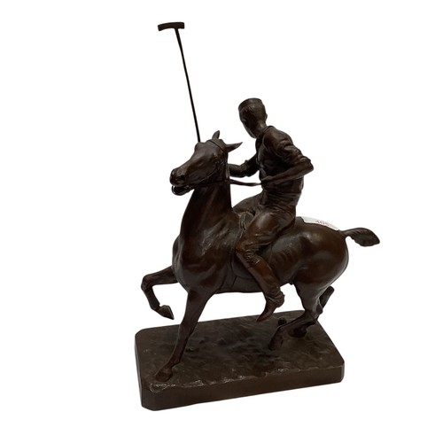 405 - A bronze of a polo player on pony, stamped to base W. Roche 1882