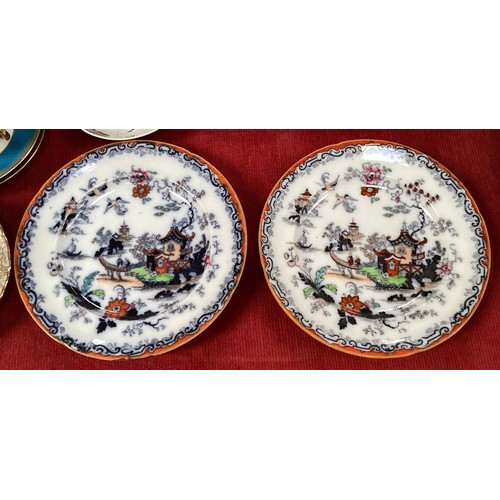 458 - A quantity of Japanese Imari to include a large charger 40cm diameter, and a pair of scalloped dishe... 