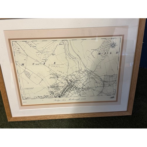 575 - Four framed and glazed maps to include: Two large framed and glazed maps: The Bacons Motor Road Map ... 