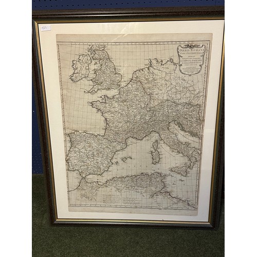 575 - Four framed and glazed maps to include: Two large framed and glazed maps: The Bacons Motor Road Map ... 