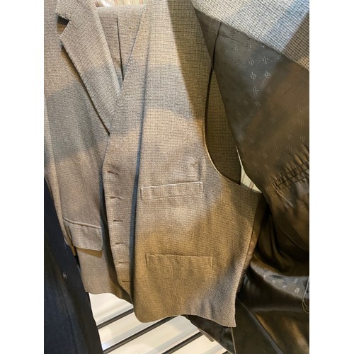 225 - Quantity of suits to include Morning coat with waistcoat and trousers, black tie suit, 3 piece grey ... 