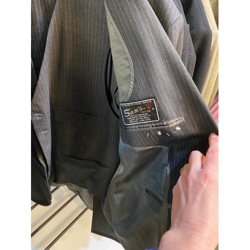 225 - Quantity of suits to include Morning coat with waistcoat and trousers, black tie suit, 3 piece grey ... 