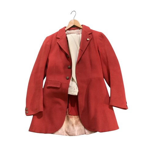 243 - Hunting wear to include, Huntsman and Sons Savile Row Pink (Red) hunting jacket with hunt buttons, s... 