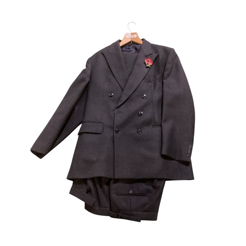 245 - Quantity of gentleman's clothes to include, two double navy blazers both with military buttons, one ... 