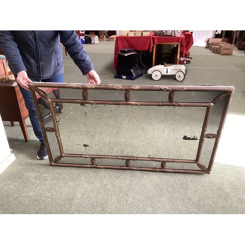 506 - a large rectangular sectional gilt frame wall mirror, with reeded double borders, some wear to old p... 