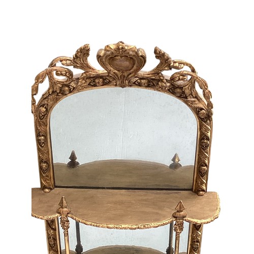 509 - A good C19th carved gilt wood three tier pier glass mirror 120 cm H