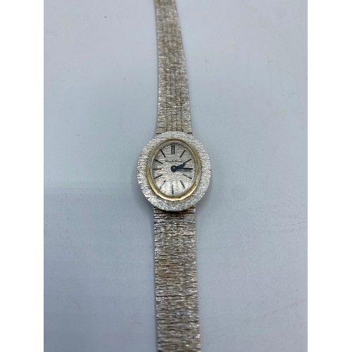 355 - Ladies 9ct white gold Beuche-Girod wrist watch circular textured dial on a 9ct white gold bracelet s... 