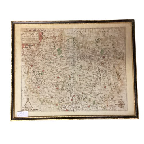 556 - Four framed and glazed vintage maps including Somerset 39 cm x 51 cm and others