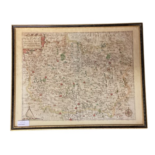 556 - Four framed and glazed vintage maps including Somerset 39 cm x 51 cm and others