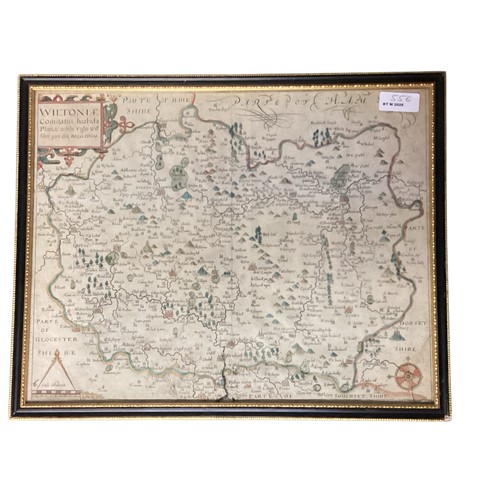 556 - Four framed and glazed vintage maps including Somerset 39 cm x 51 cm and others