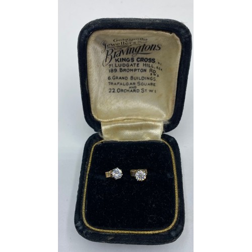 270 - A pair of 9ct gold and diamond ear studs, 0.82g, approx 4mm diamonds.