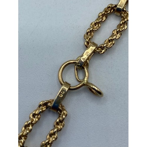 264 - A 9ct gold single/double fancy link necklace, 82cm, 38g