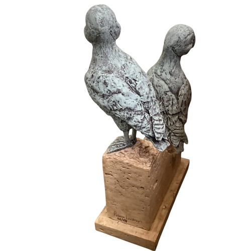 488 - Rebecca Lardner(b.1971) puffin point. Two models of Puffins on composite signed stone base. Numbered... 