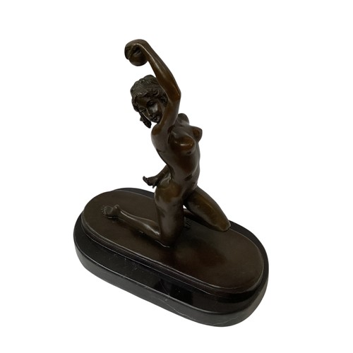 484 - Three bronze models of nude ladies. One unsigned on hardstone base, The others signed Aldo Vitaleh, ... 