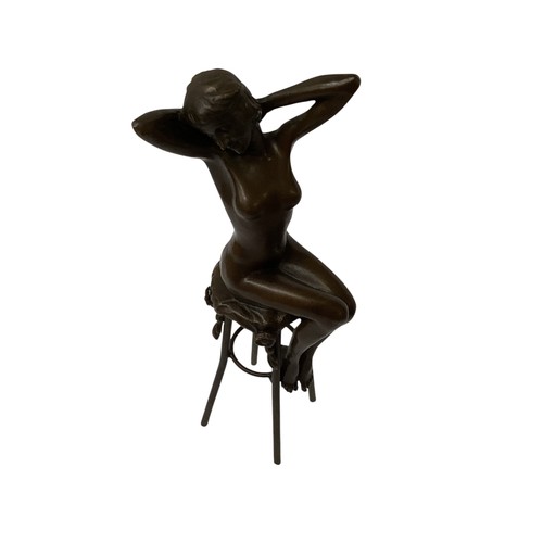 484 - Three bronze models of nude ladies. One unsigned on hardstone base, The others signed Aldo Vitaleh, ... 