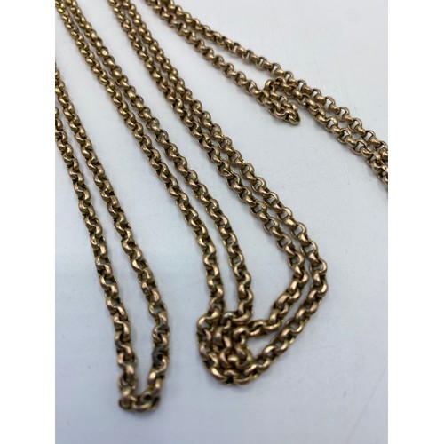 329 - A Belcher link watch chain with lobster clasp. 140cm.  16.7g