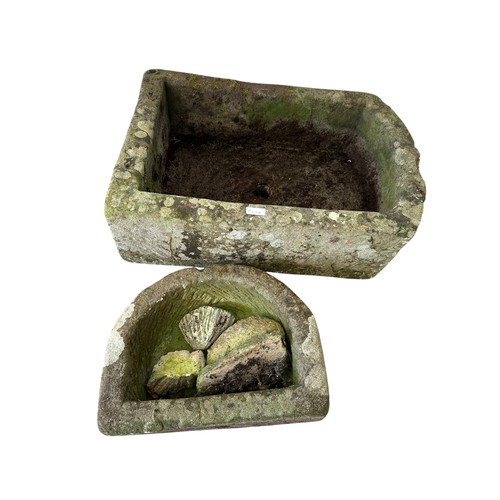 659 - A stone trough planter  x 2, weathered and with some losses and wear