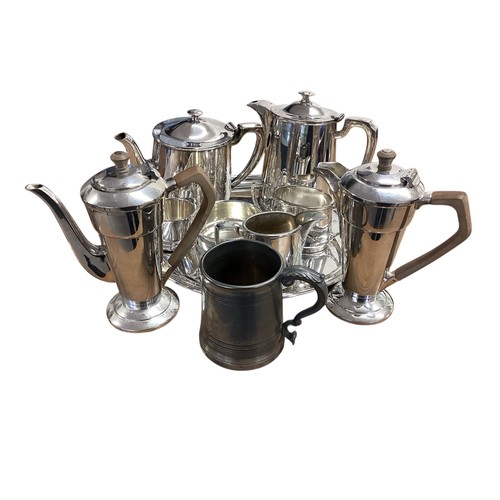 296 - A quantity of Walker and Hall tea and coffee wares, see photos and a pewter tankard (10 items).