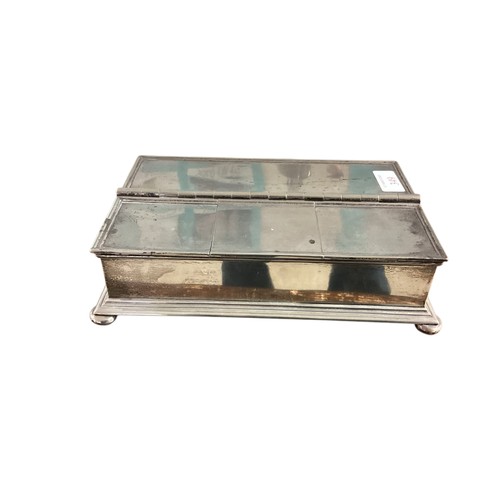 349 - A sterling silver inkwell/desk tidy, four compartments two containing silver topped glass inkwells a... 