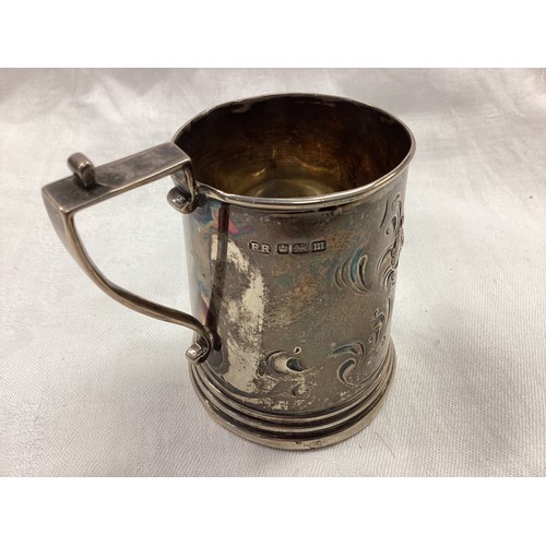 273 - A sterling Silver Christening mug, and a Sterling Silver salt cellar Walker & Hall Sheffield, 1936.1... 