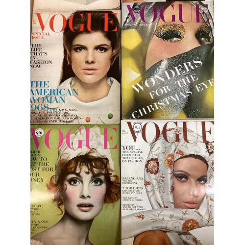 87 - 18 VOGUE magazines from the 1960's. (4 x UK FROM 1964 & 1968. 5 X FRENCH 1964,1967,1968. 9 X USA 196... 