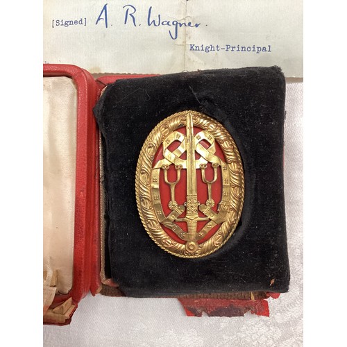 342 - The Imperial Society of Knights Bachelor Insignia badge, in original box (some damage to box). With ... 