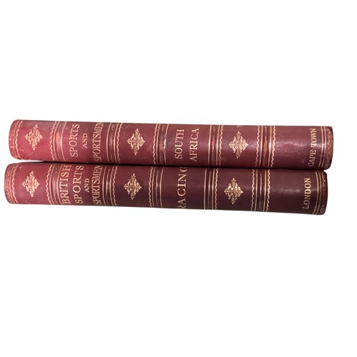 467 - Two large red leather bound volumes of British Sports and Sportsmen.