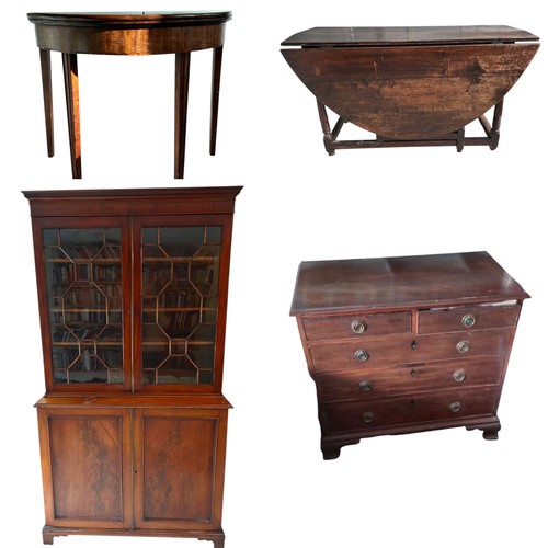 630 - FOUR ITEMS OF FURNITURE to include: 
1) A Lancashire C19th Gateleg Oak Drop Leaf Table.  Width 162.5... 