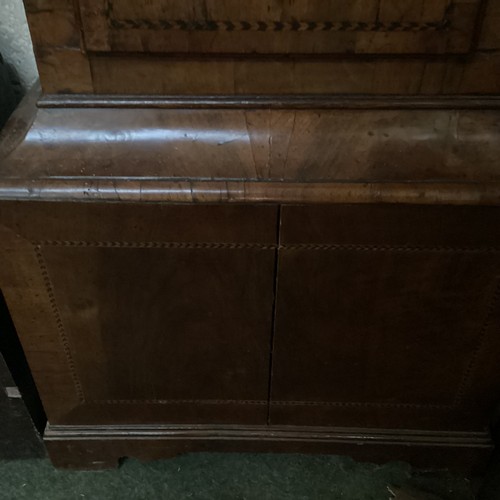 400 - A Long case clock  mahogany and walnut veneered 8 day , by Christopher Tucker London, The arch brass... 