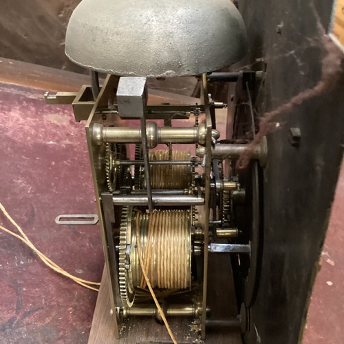 400 - A Long case clock  mahogany and walnut veneered 8 day , by Christopher Tucker London, The arch brass... 