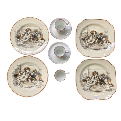 426 - Hunting themed china to include Abercrombie & Fitch part set of coffee cups and saucers, and Spode's... 