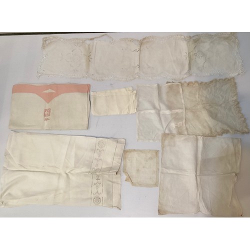 213 - A quantity of good C19th and later Lace table cloths, other lace and other linen, with good Provenan... 